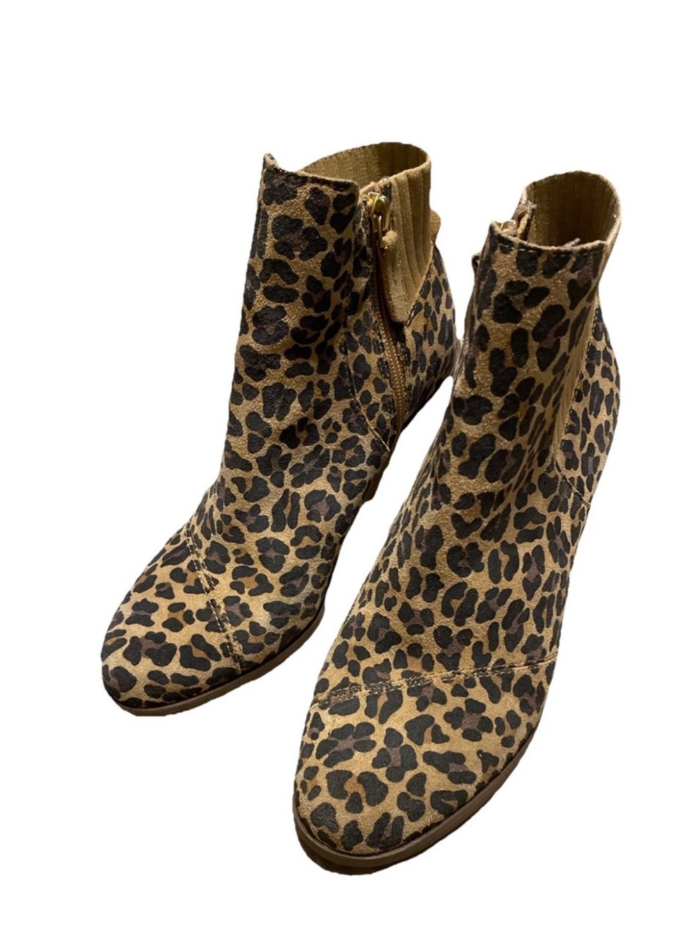 Toms Womens Sadie Tan Classic Leopard Printed Suede Size 8